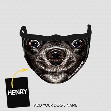 Personalized Dog Gift Idea - Black Dog With Frightening Eyes Zoom In For Dog Lovers - Cloth Mask